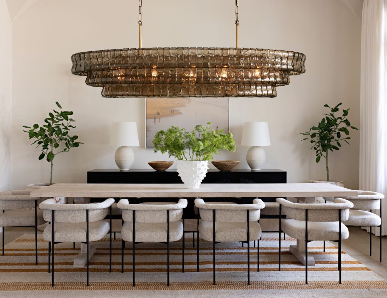 Ghiaccio Smoke Class Oval Chandelier 54" 65"