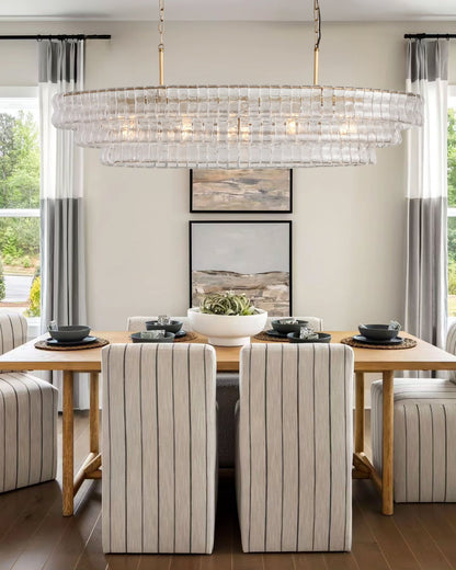 Ghiaccio Smoke Class Oval Chandelier 54" 65"