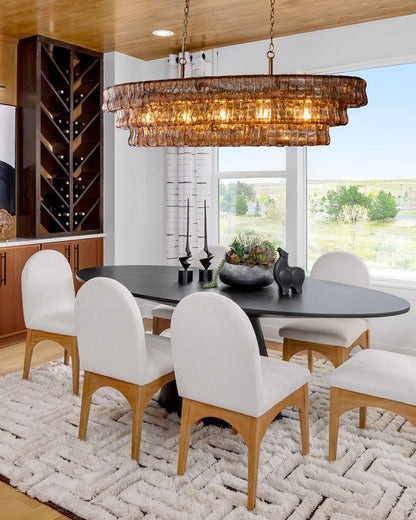 Ghiaccio Smoke Class Oval Chandelier 54" 65"