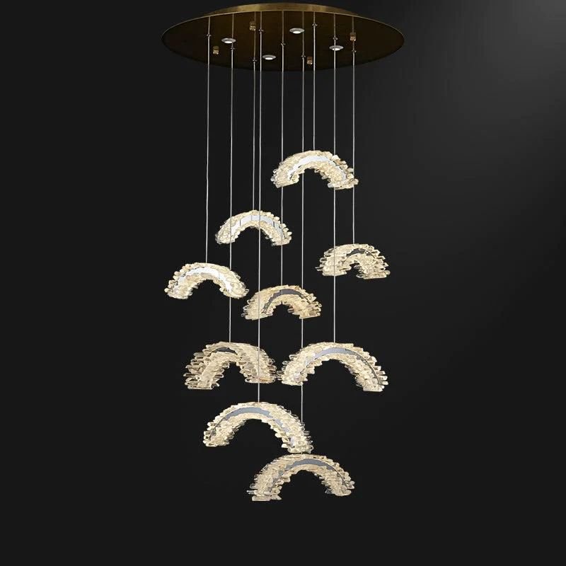 Gina Rock Crystal Crescent Chandelier-Nobipets