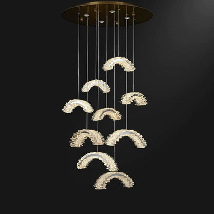 Gina Rock Crystal Crescent Chandelier-Nobipets