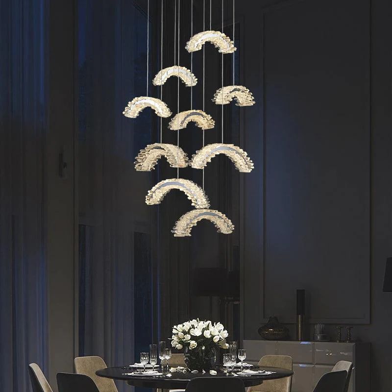 Gina Rock Crystal Crescent Chandelier-Nobipets