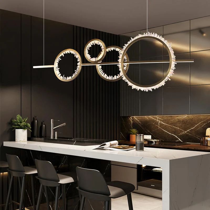 Gina Rock Crystal Gear Chandelier (Silver Finish)-Nobipets