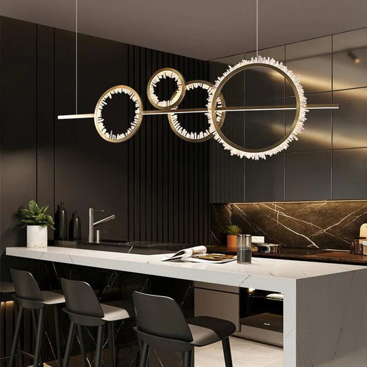 Gina Rock Crystal Gear Chandelier (Silver Finish)-Nobipets