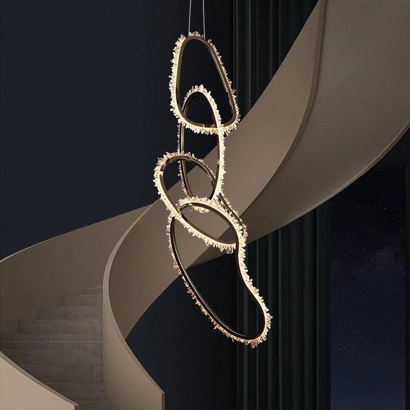 Gina Rock Crystal Irregular Round Chandelier-Nobipets