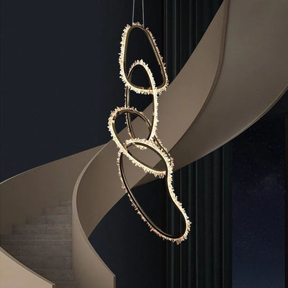Gina Rock Crystal Irregular Round Chandelier-Nobipets