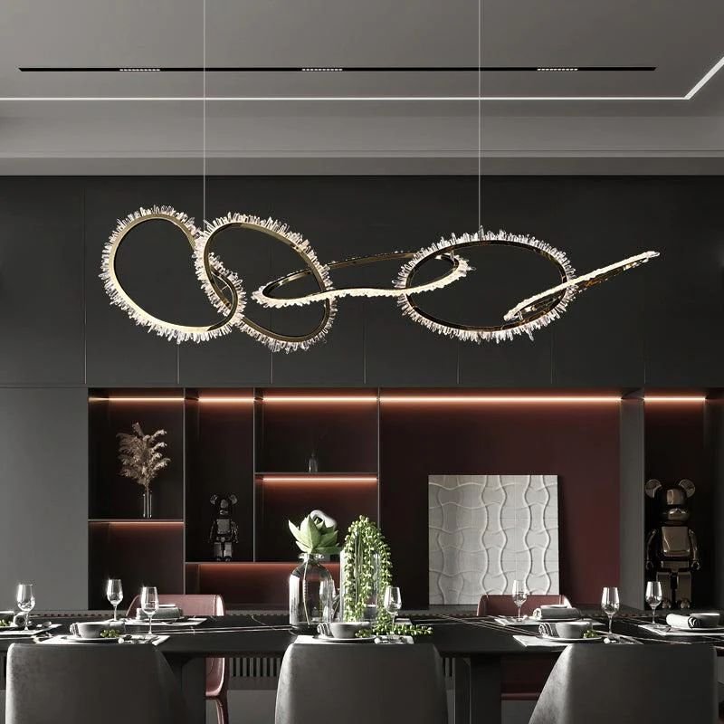Gina Rock Crystal Irregular Round Chandelier-Nobipets
