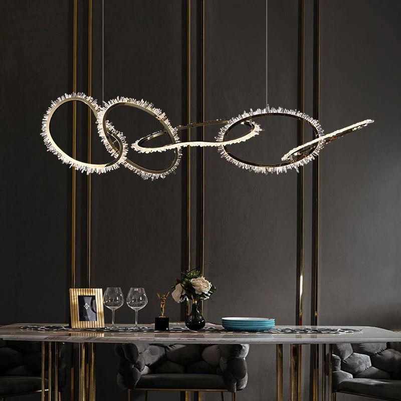 Gina Rock Crystal Irregular Round Chandelier-Nobipets