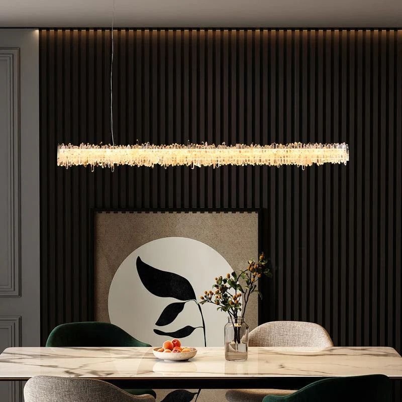 Gina Rock Crystal Linear Chandelier-Nobipets