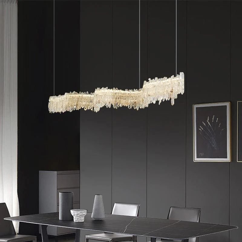 Gina Rock Crystal Linear Chandelier-Nobipets