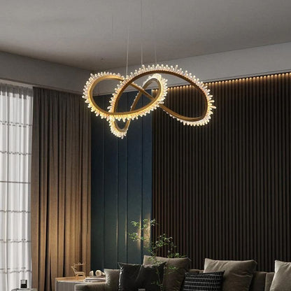 Gina Rock Crystal Möbius Ring Chandelier-Nobipets