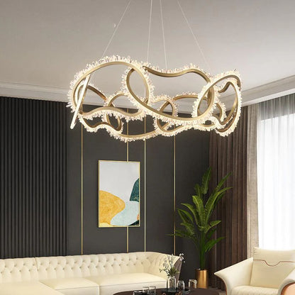 Gina Rock Crystal Multi Ring Chandelier-Nobipets