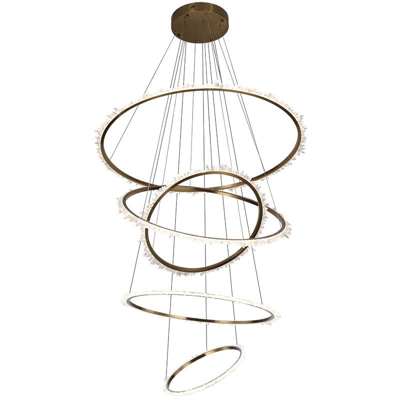 Gina Rock Crystal Multi Rings Chandelier For Staircase-Nobipets