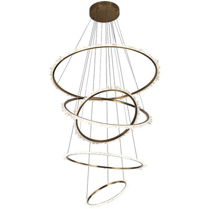 Gina Rock Crystal Multi Rings Chandelier For Staircase-Nobipets