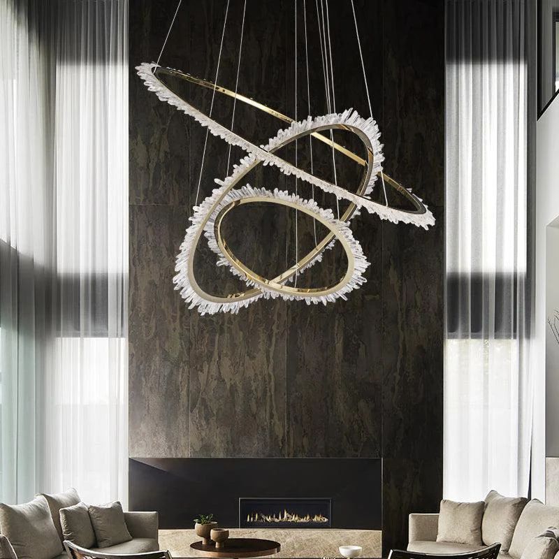 Gina Rock Crystal Ring Chandelier-Nobipets