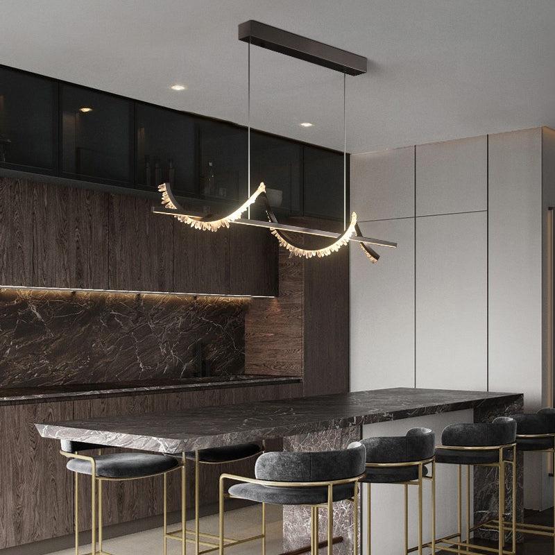 Gina Spiral Rock Crystal Chandelier,Linear Dining Room Chandelier-Nobipets