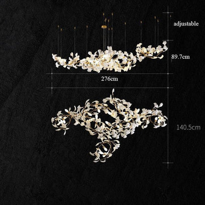 Gingko Porcelain Chandelier, Modern Branch Chandelier