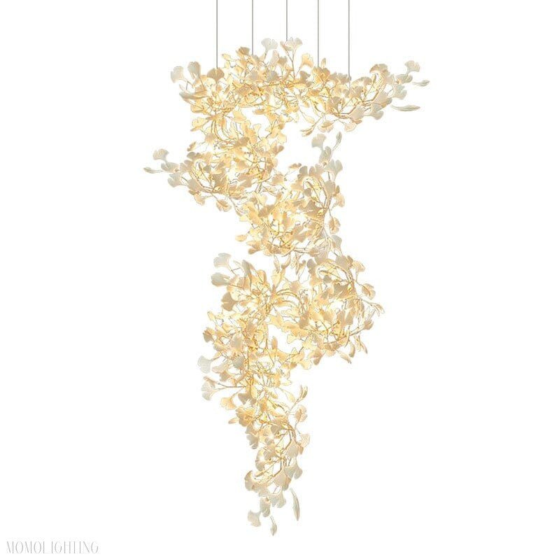 Ginkgo Leaf Ceramics Large Chandelier 110'' 118'' 157''H-Nobipets