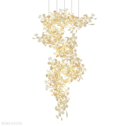 Ginkgo Leaf Ceramics Large Chandelier 110'' 118'' 157''H-Nobipets
