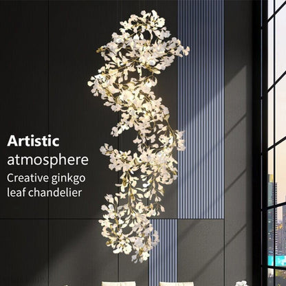 Ginkgo Leaf Ceramics Large Chandelier 110'' 118'' 157''H-Nobipets