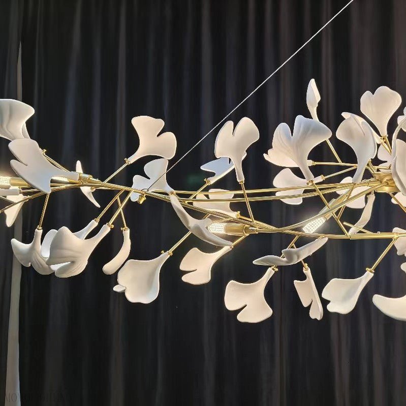 Ginkgo Leaf Ceramics Large Chandelier 110'' 118'' 157''H-Nobipets