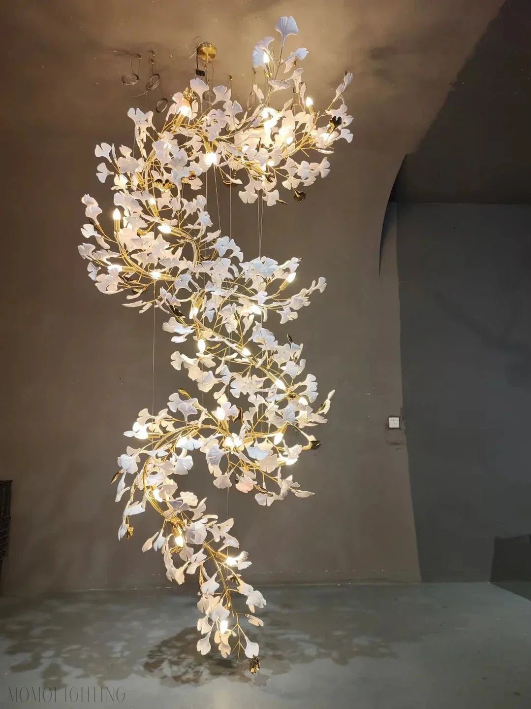 Ginkgo Leaf Ceramics Large Chandelier 110'' 118'' 157''H-Nobipets