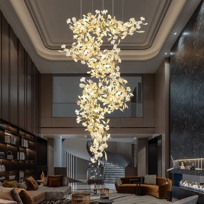 Ginkgo Leaf Ceramics Large Chandelier 110'' 118'' 157''H-Nobipets