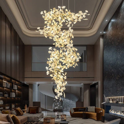 Ginkgo Leaf Ceramics Large Chandelier 110'' 118'' 157''H-Nobipets