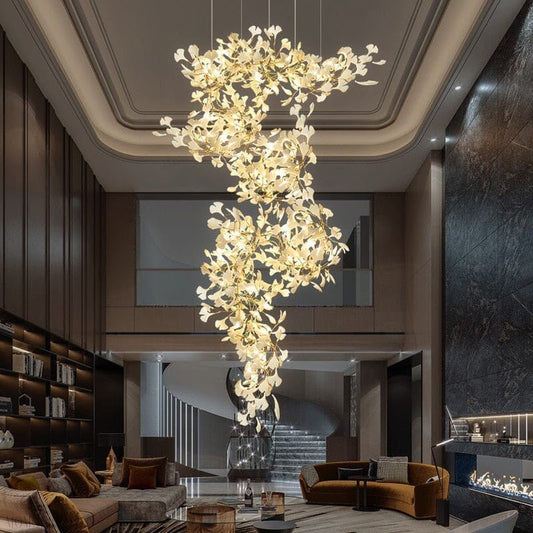 Ginkgo Leaf Ceramics Large Chandelier 110'' 118'' 157''H-Nobipets