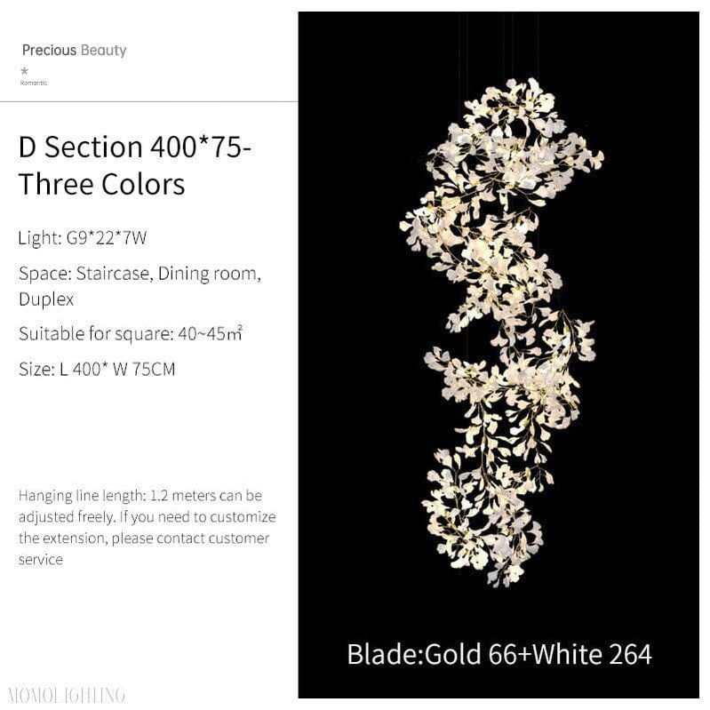 Ginkgo Leaf Ceramics Large Chandelier 110'' 118'' 157''H-Nobipets