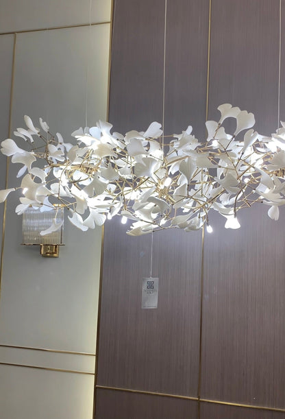 Ginkgo Leaf Flower Ceramics Chandelier For Foyer / Staircase /Hallway-Nobipets