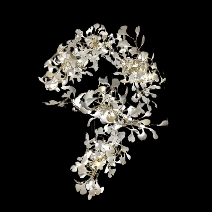 Ginkgo Leaf Flower Ceramics Chandelier For Foyer / Staircase /Hallway-Nobipets