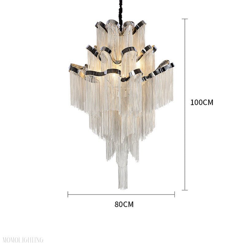 Gladys Aluminum Chain Tassel Stream Chandelier-Nobipets