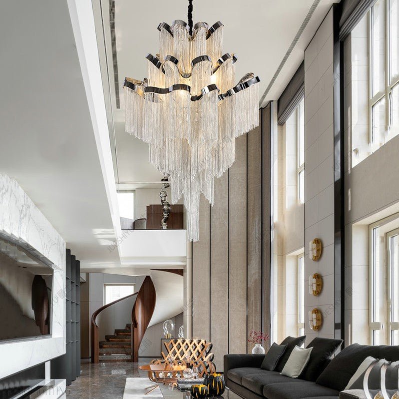 Gladys Aluminum Chain Tassel Stream Chandelier-Nobipets