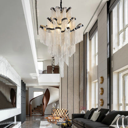 Gladys Aluminum Chain Tassel Stream Chandelier-Nobipets
