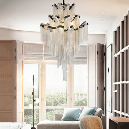Gladys Aluminum Chain Tassel Stream Chandelier-Nobipets
