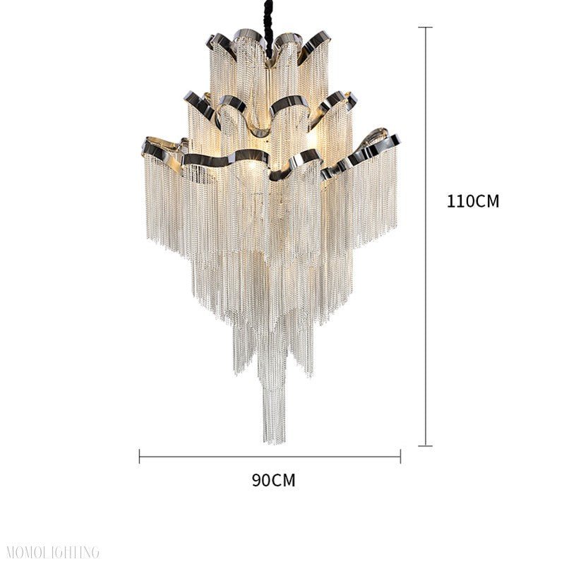 Gladys Aluminum Chain Tassel Stream Chandelier-Nobipets