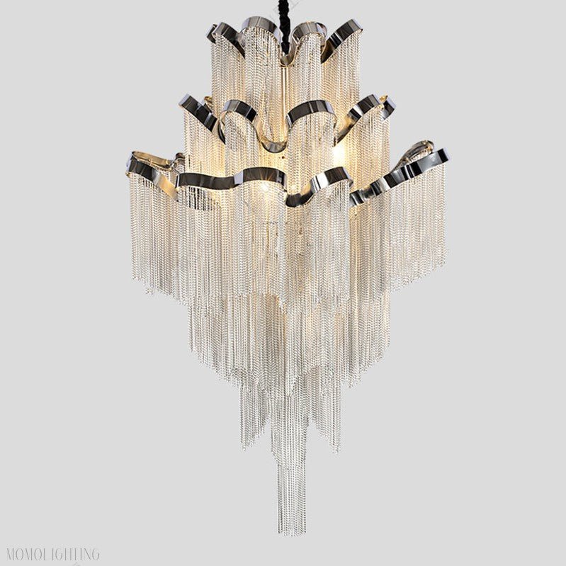 Gladys Aluminum Chain Tassel Stream Chandelier-Nobipets