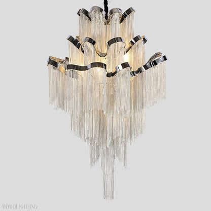 Gladys Aluminum Chain Tassel Stream Chandelier-Nobipets