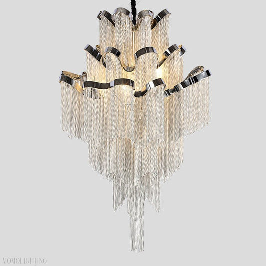 Gladys Aluminum Chain Tassel Stream Chandelier-Nobipets