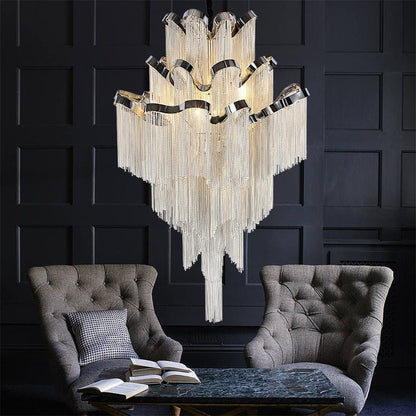 Gladys Aluminum Chain Tassel Stream Chandelier-Nobipets