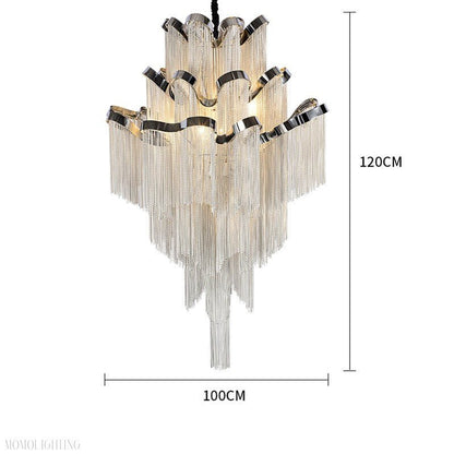 Gladys Aluminum Chain Tassel Stream Chandelier-Nobipets