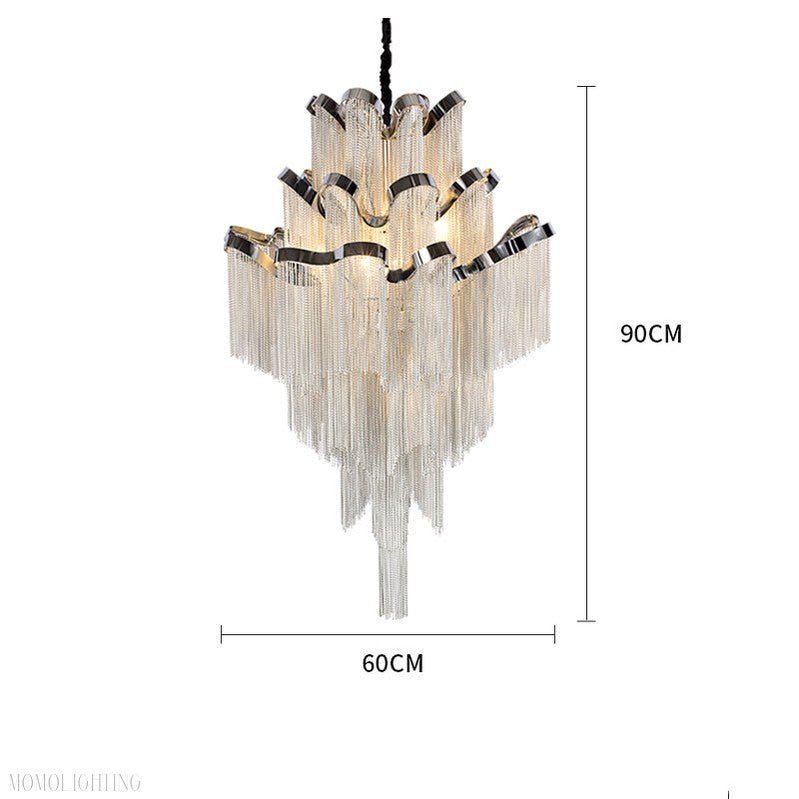 Gladys Aluminum Chain Tassel Stream Chandelier-Nobipets
