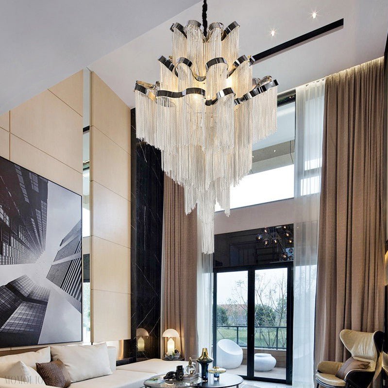 Gladys Aluminum Chain Tassel Stream Chandelier-Nobipets
