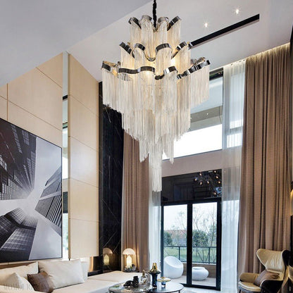 Gladys Aluminum Chain Tassel Stream Chandelier-Nobipets