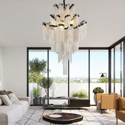 Gladys Aluminum Chain Tassel Stream Chandelier-Nobipets