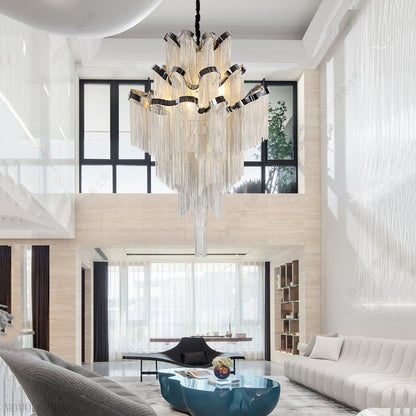 Gladys Aluminum Chain Tassel Stream Chandelier-Nobipets