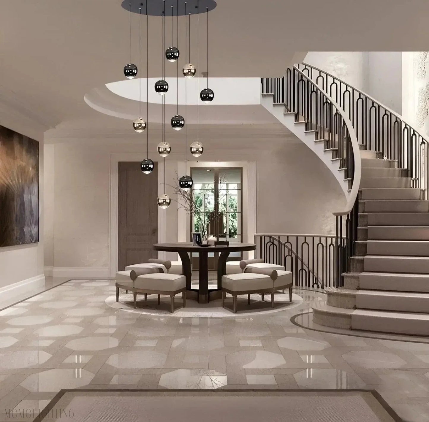 Glass Foyer & Staircase Chandelier-Nobipets