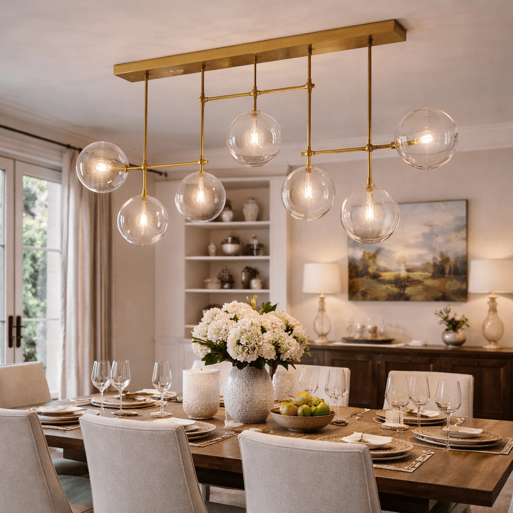 Glass Globe Linear Chandelier