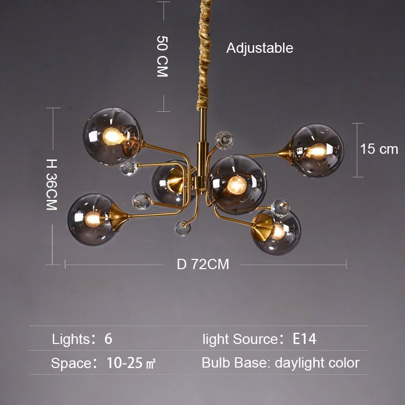 Glass Globes Chandelier|Sputnik Ceiling Fixtures Light|Magic Bean Mid Century Pendant-Nobipets